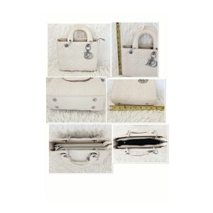 Mini Cream Top-Handle Bag with Silver Hardware Initials